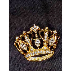 Vtg Kenneth Lee Lane for AVON Crown Brooch Gold Tone Clear Rhinestones *NO BOX**